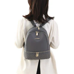 Milady Sac à Dos Femme Toile Tendance -Looqita Milady sac a dos femme toile gris porte