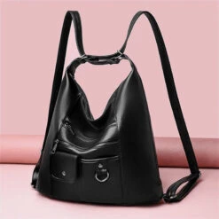 Antonio Grand Sac Bandoulière Convertible -Looqita grand sac bandouliere Antonio noir presentation