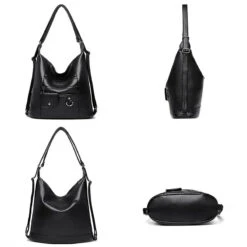 Antonio Grand Sac Bandoulière Convertible -Looqita grand sac bandouliere Antonio noir vues