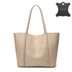 Krystie Grand Sac Bandoulière Femme -Looqita grand sac bandouliere femme Krystie beige