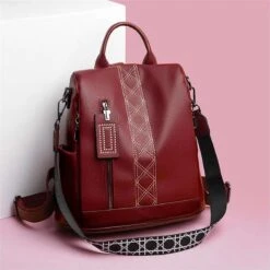 Corfou Sac à Dos Antivol Femme -Looqita sac a dos antivol femme Corfou bordeaux illustration