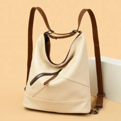 Derby Sac à Dos Convertible Sac à Main -Looqita sac a dos convertible Derby beige bretelles