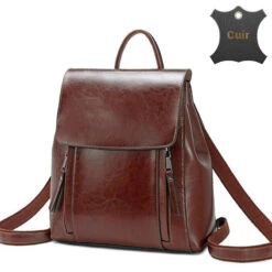 Skive Sac à Main Sac à Dos Cuir -Looqita sac a dos convertible Skive cafe cuir