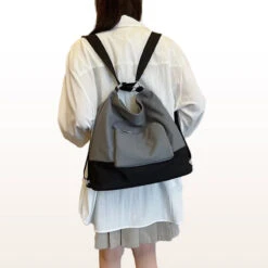 Tim Sac à Dos Convertible Bandoulière -Looqita sac a dos convertible Tim gris porte