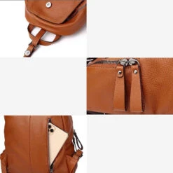 Roméo Sac à Dos Cuir Femme Tendance -Looqita sac a dos cuir femme Romeo marron details