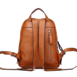Roméo Sac à Dos Cuir Femme Tendance -Looqita sac a dos cuir femme Romeo marron dos