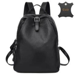 Roméo Sac à Dos Cuir Femme Tendance -Looqita sac a dos cuir femme Romeo noir