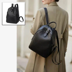 Roméo Sac à Dos Cuir Femme Tendance -Looqita sac a dos cuir femme Romeo noir porte