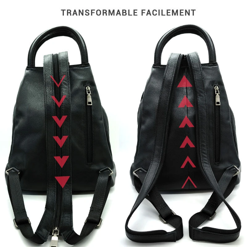 Oda Sac à Dos Cuir Convertible Bandoulière 4 Oda Sac à Dos Cuir Convertible Bandoulière - Image 4