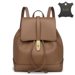 Verona Sac à Dos Femme Original Cuir -Looqita sac a dos femme Verona cuir marron