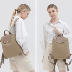 Vigo Sac à Dos Femme Tendance Toile Et Cuir -Looqita sac a dos femme Vigo porte2