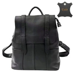 Wyde Sac à Dos Femme En Cuir Souple -Looqita sac a dos femme cuir Wyde noir