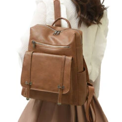 Oliveiro Sac à Dos Femme Tendance -Looqita sac a dos femme tendance oliveiro marron porte