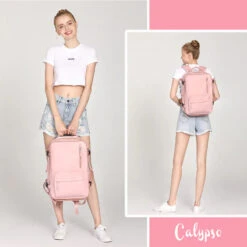 Calypso Sac à Dos Voyage Femme 14 Calypso Sac à Dos Voyage Femme -Looqita sac a dos voyage Calypso rose porte 2