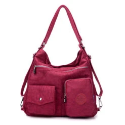 Oxford Sac à Main Convertible Sac à Dos -Looqita sac a main convertible Oxford rubis