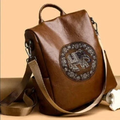 Patna Sac à Dos Antivol Femme -Looqita sac antivol femme Patna marron illustration