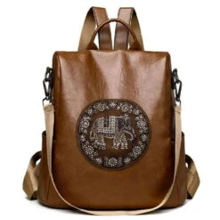 Patna Sac à Dos Antivol Femme -Looqita sac antivol femme Patna marron 1