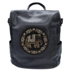 Patna Sac à Dos Antivol Femme -Looqita sac antivol femme Patna noir face