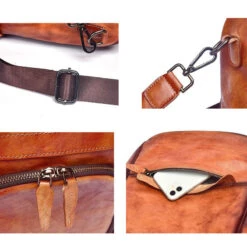 Sonora Sac Antivol Femme Cuir Vintage -Looqita sac antivol femme vintage Sonora details