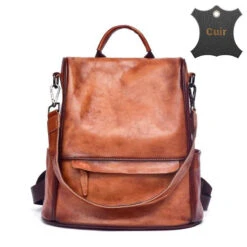 Sonora Sac Antivol Femme Cuir Vintage