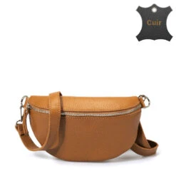 Isla Sac Banane Femme Cuir Italien -Looqita sac banane Isla marron