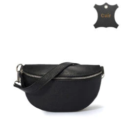 Isla Sac Banane Femme Cuir Italien -Looqita sac banane Isla noir