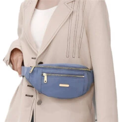 Greta Sac Banane Femme Toile Tendance -Looqita sac banane femme greta bleu porte