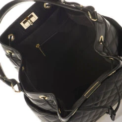 Edina Sac Matelassé Forme Seau 10 Edina Sac Matelassé Forme Seau -Looqita sac matelasse seau Daphne noir interieur