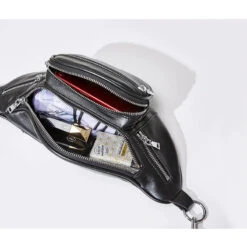 Napa Sacoche Banane Femme Cuir -Looqita sacoche banane femme cuir Napa noir interieur