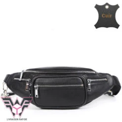 Napa Sacoche Banane Femme Cuir -Looqita sacoche banane femme cuir Napa noir rapide